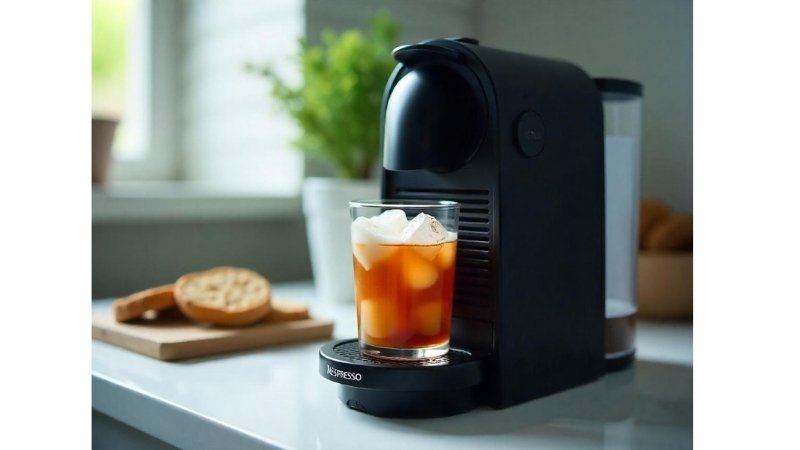 Nespresso coffee pod brewing iced coffee