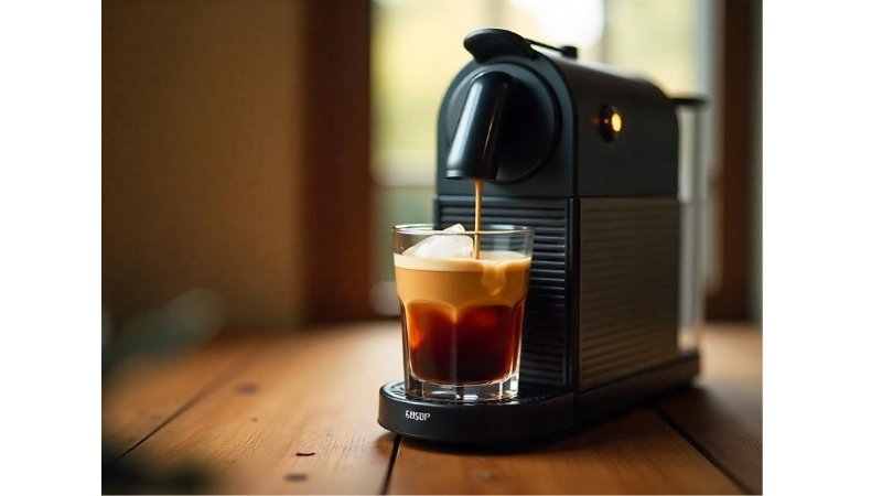 Nespresso coffee pod brewing iced coffee